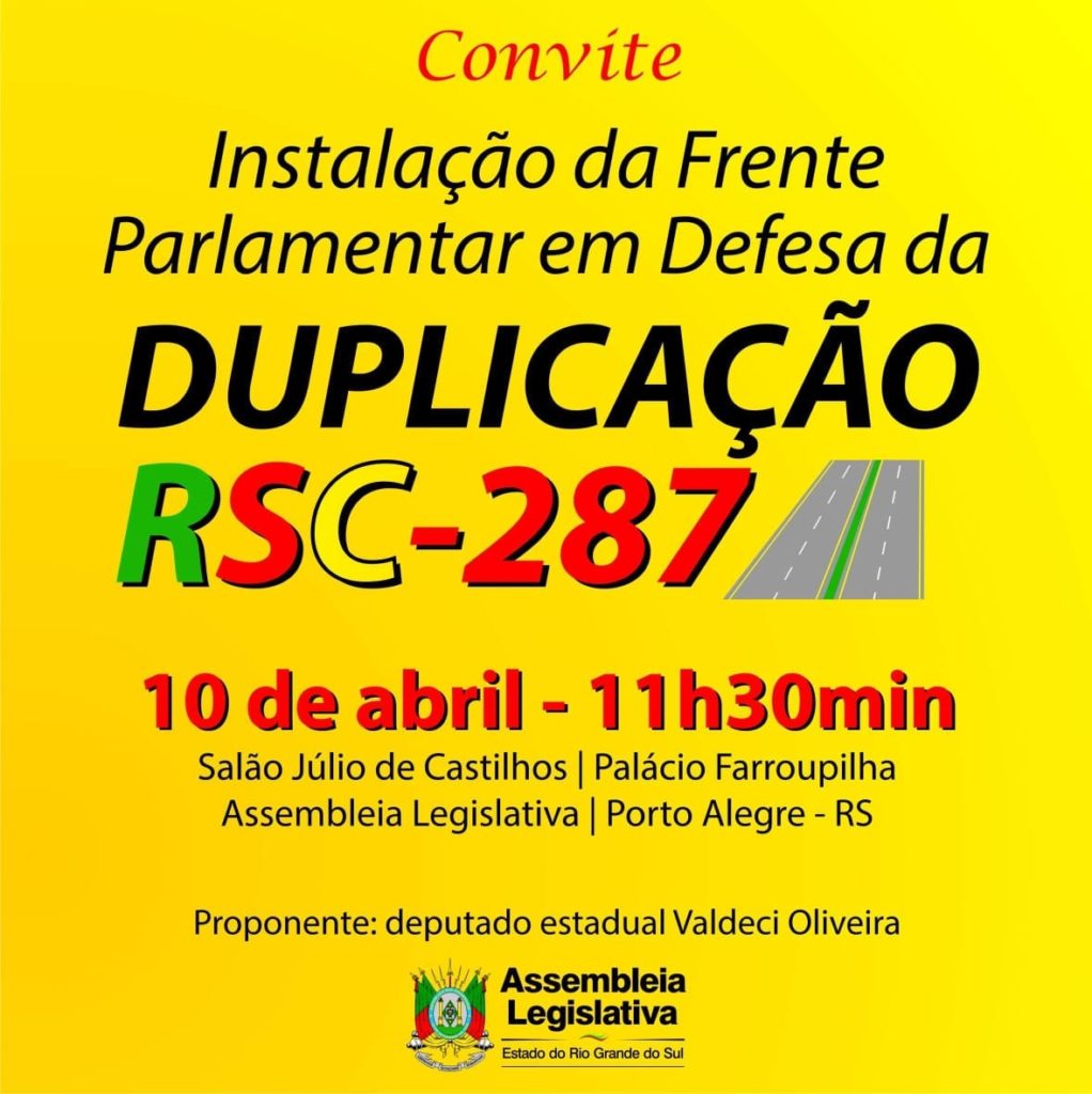 Frente Parlamentar em defesa da duplicação da RSC-287 será lançada na quarta, 10