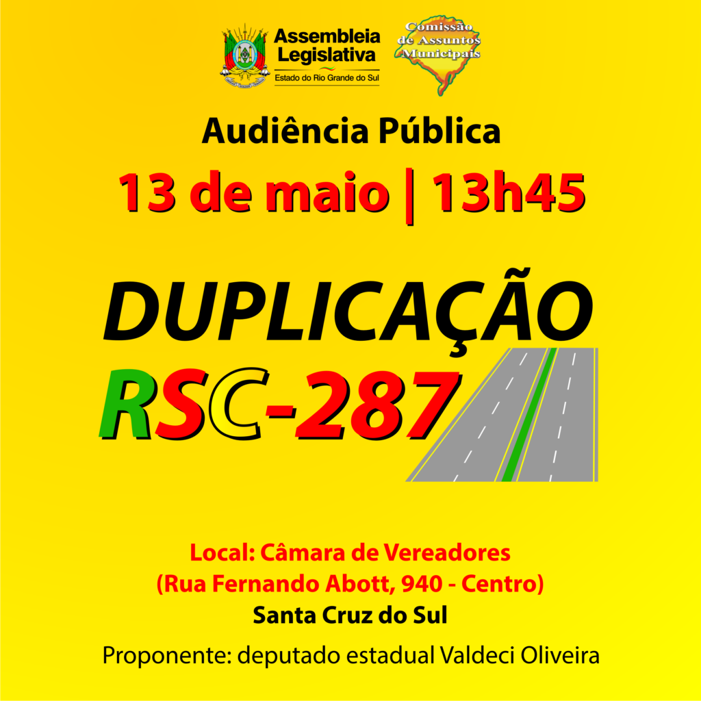 Santa Cruz do Sul sediará audiência pública sobre a duplicação da RSC-287