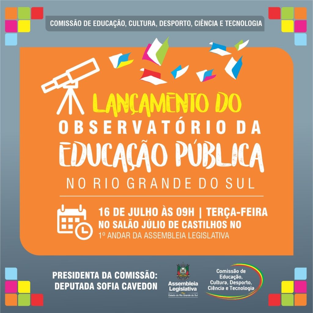 Observatório da Educação Pública do RS será lançado na terça, 16 de Julho