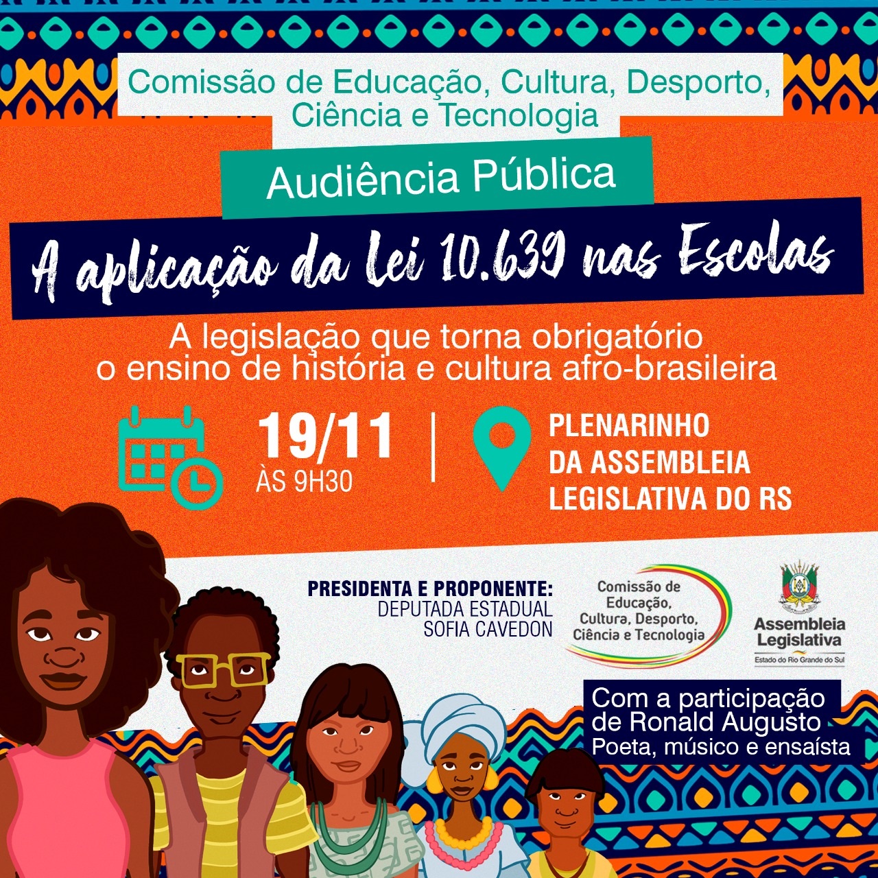 Audiência Pública discutirá o ensino da história e cultura afro-brasileira e africana (Lei 10.639) nas redes de ensino do RS