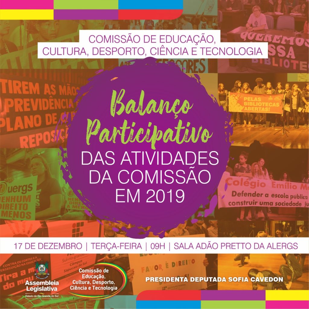 Comissão de Educação da ALRS presta contas de 2019 na terça, 17