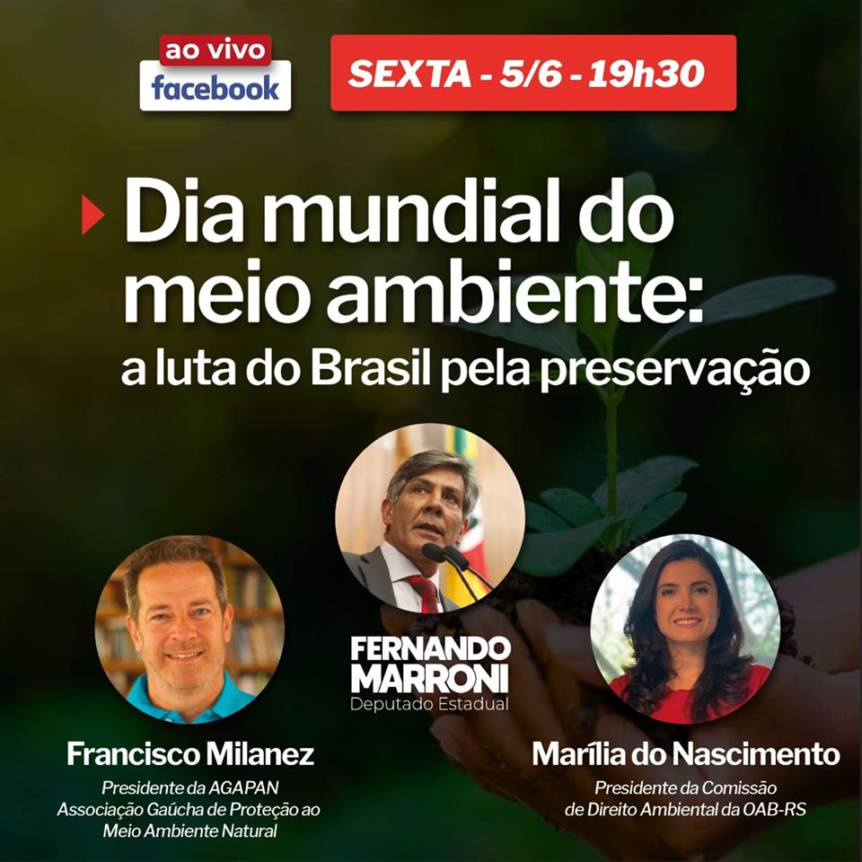 Marroni promove debate ao vivo no Dia Mundial do Meio Ambiente