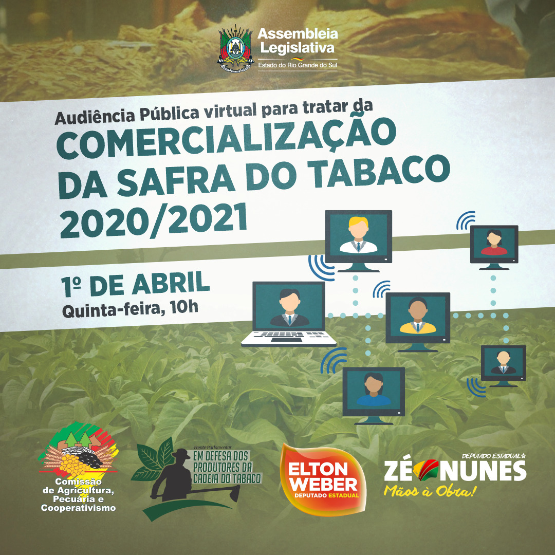 Audiência Pública discutirá comercialização do tabaco safra 2020/2021