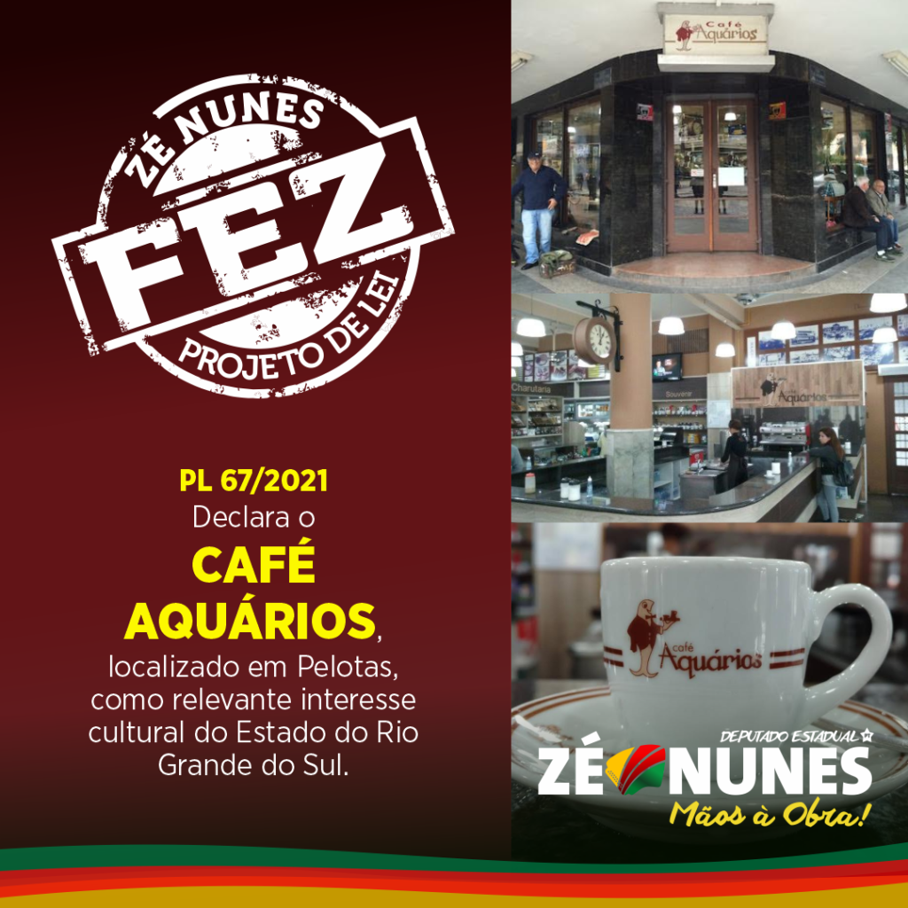 Zé Nunes propõe que Café Aquários, de Pelotas, seja interesse cultural do RS