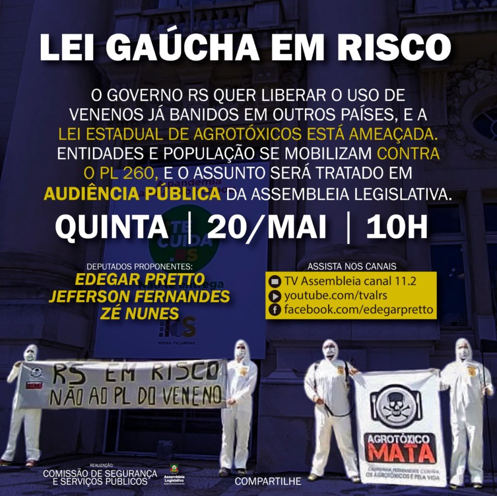 Entidades e movimentos se mobilizam contra a flexibilização da lei dos agrotóxicos no RS