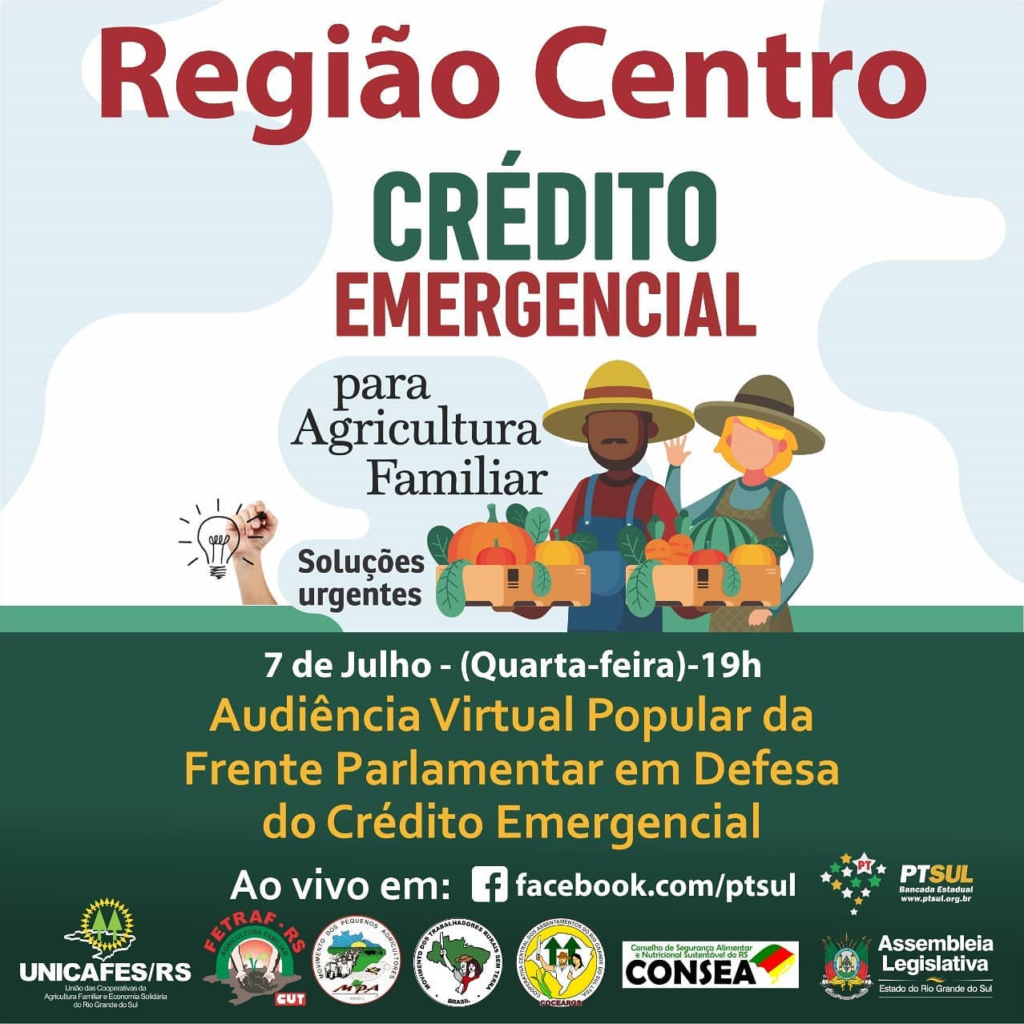 Frente pela Agricultura Familiar realiza audiência na Região Centro, nesta quarta-feira