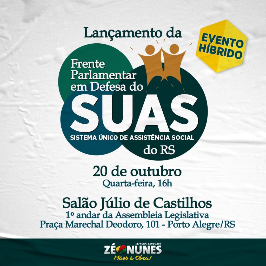 Frente Parlamentar em Defesa do SUAS será lançada nesta quarta, dia 20