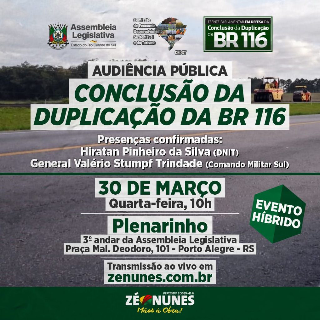 BR 116: Reunião vai tratar da evolução da obra da rodovia