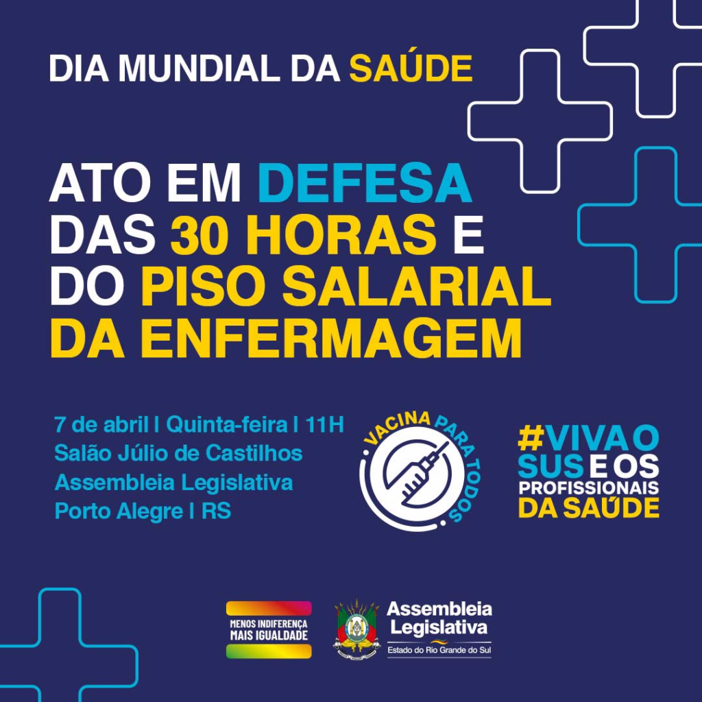 No Dia Mundial da Saúde, Assembleia debaterá o piso salarial e a jornada de trabalho da enfermagem