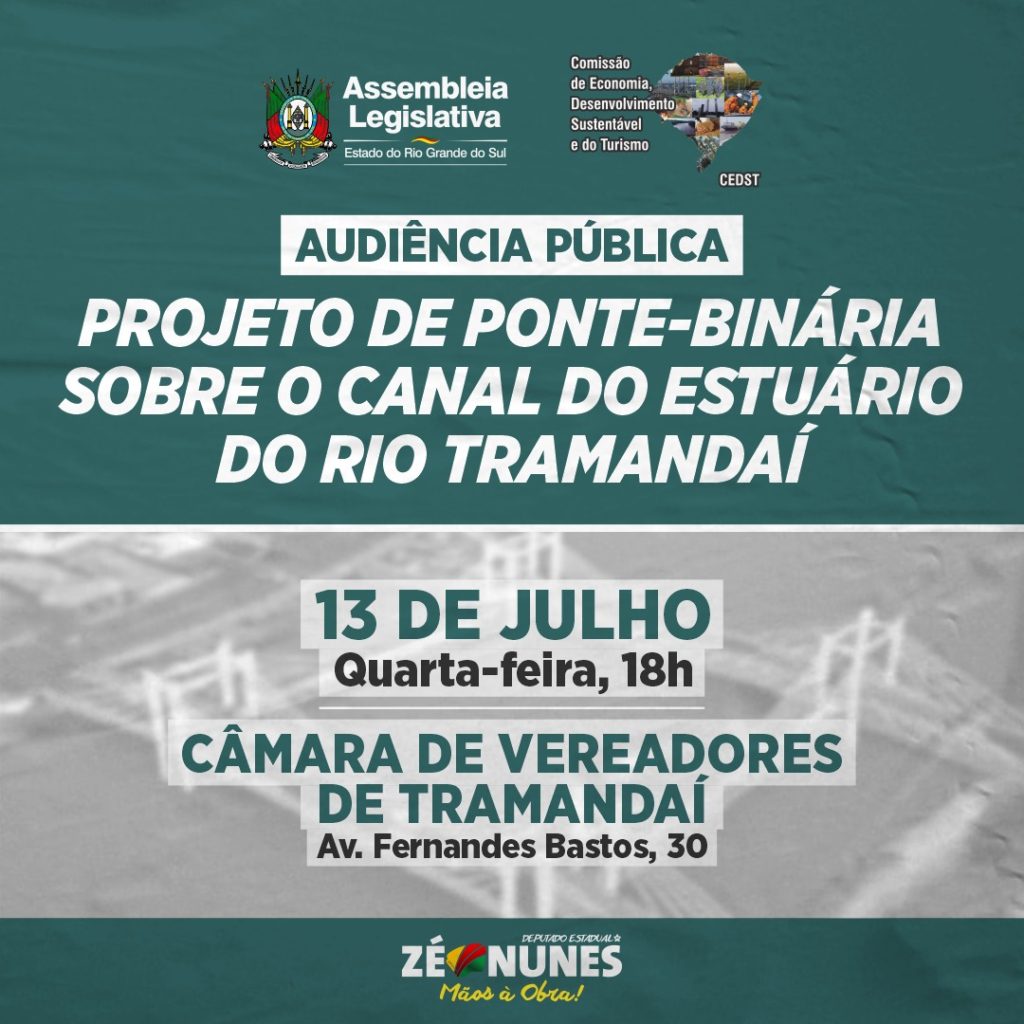 Audiência discutirá projeto de ponte-binária sobre o canal do estuário do rio Tramandaí