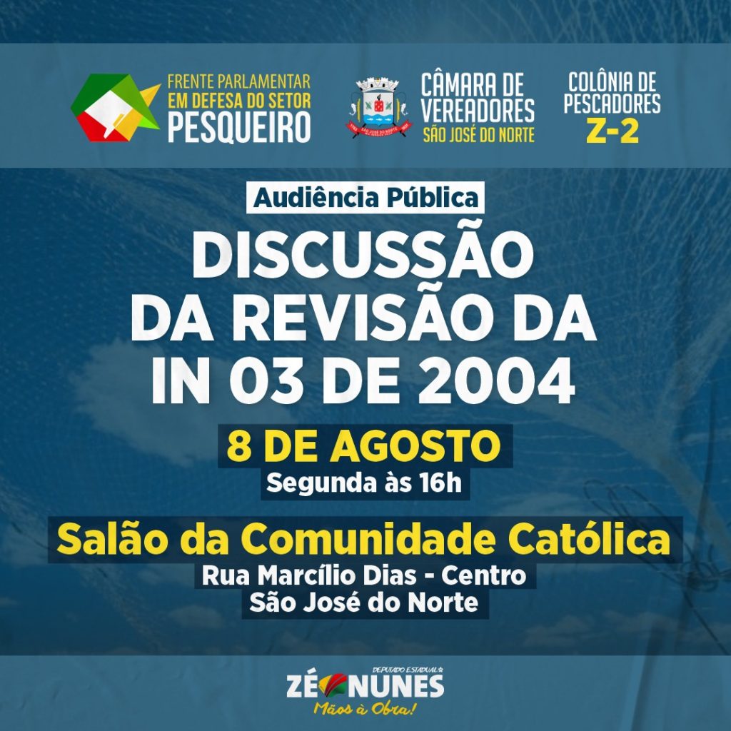 Pesca: Audiência Pública discute a revisão da IN 03 de 2004