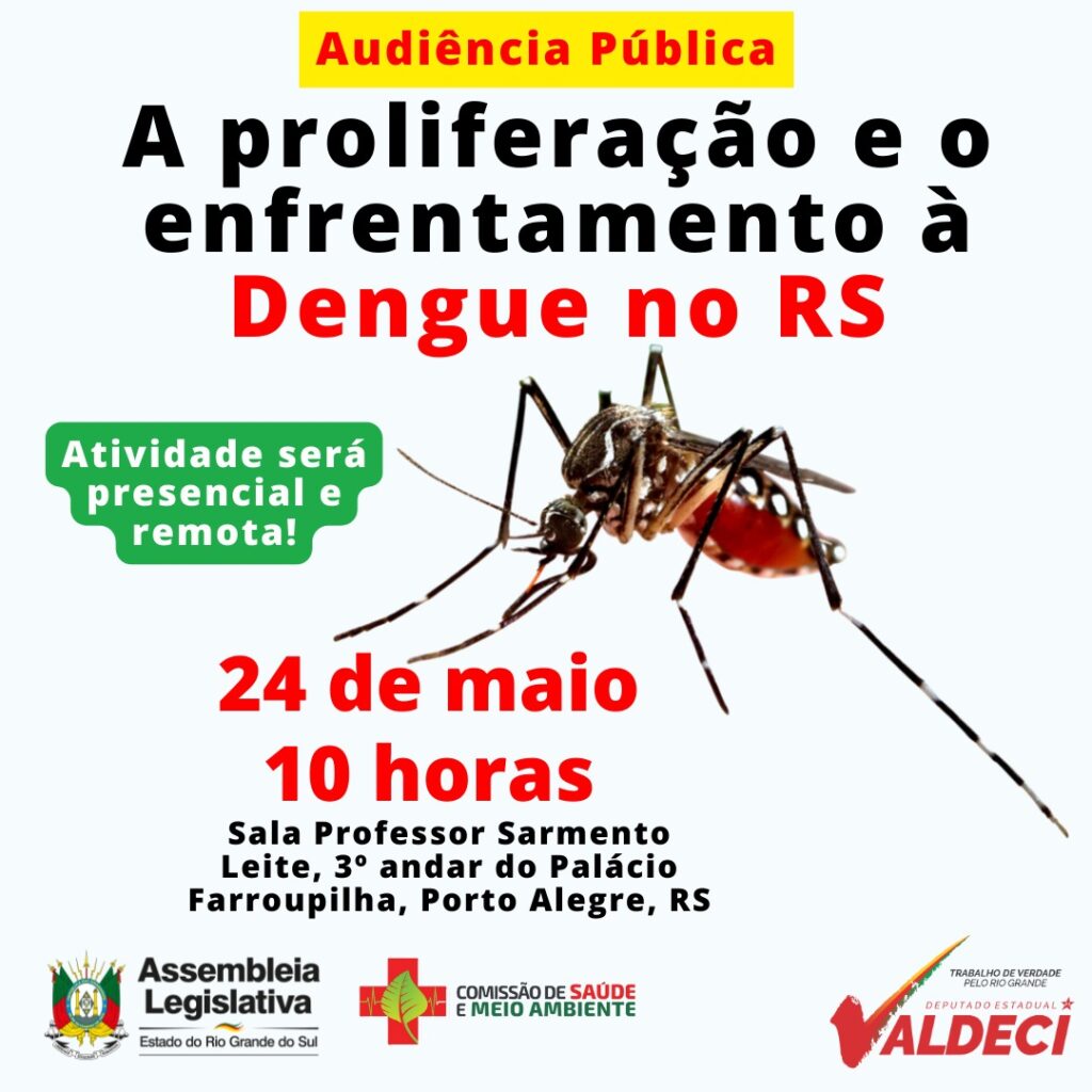 Dengue no RS: Assembleia promove audiência pública nesta quarta-feira