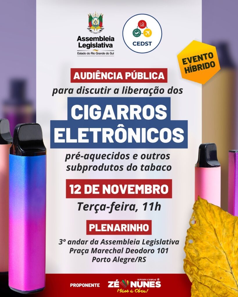 Regulamentação de cigarros eletrônicos e produtos do tabaco será discutida em audiência pública